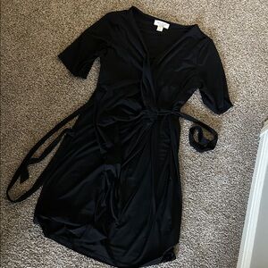 Motherhood Maternity Black Wrap-Front Midi Dress